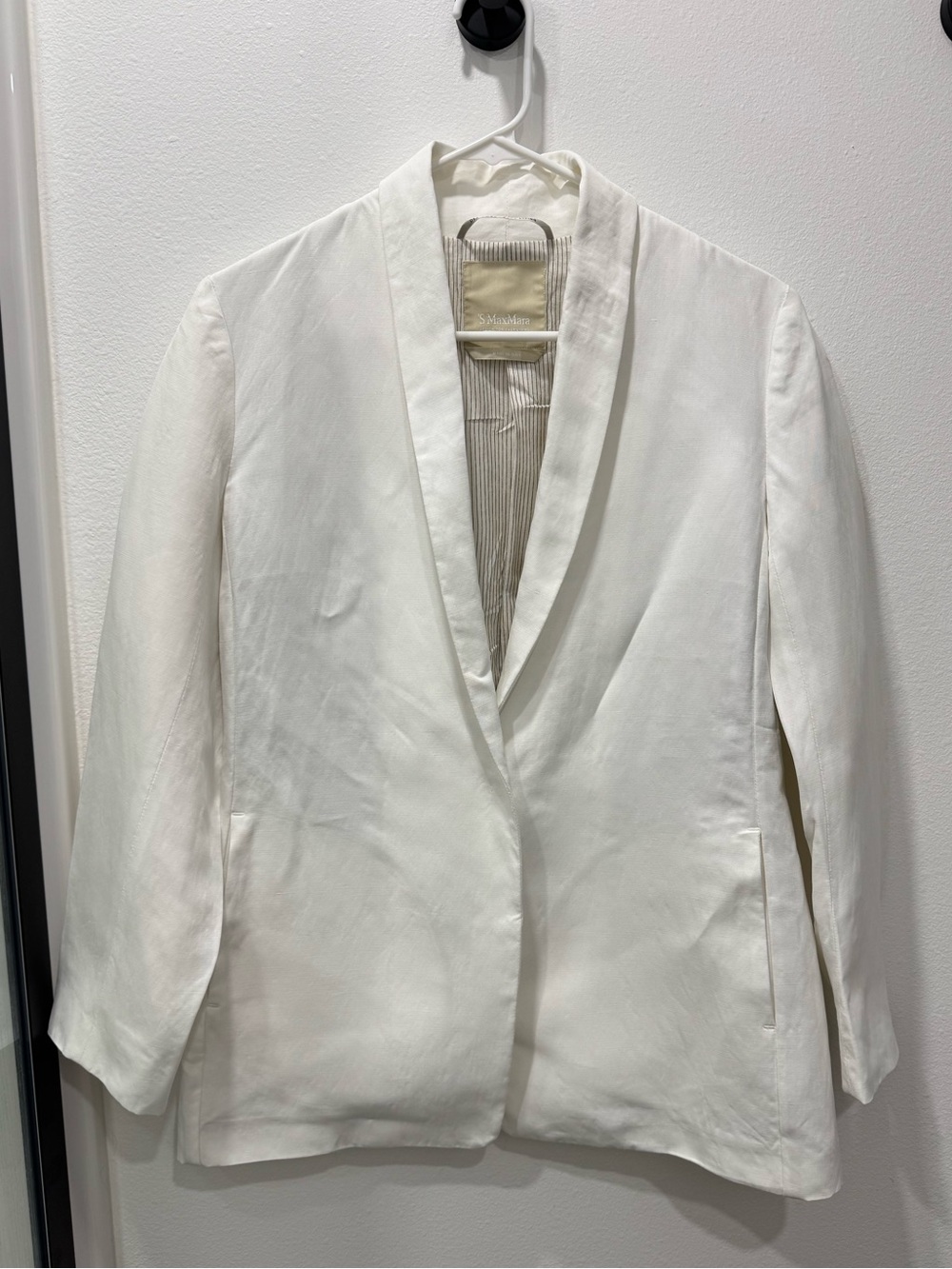 MaxMara Cream made in Italy linen summer blazer